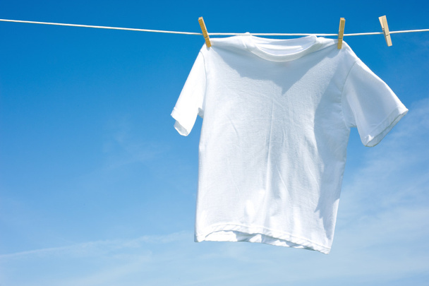 Plain White T-Shirt on a Clothesline - Photo, Image