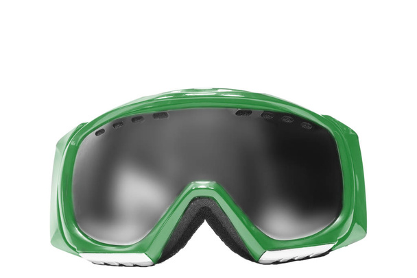Máscara de esquí verde aislada sobre fondo blanco - Foto, Imagen