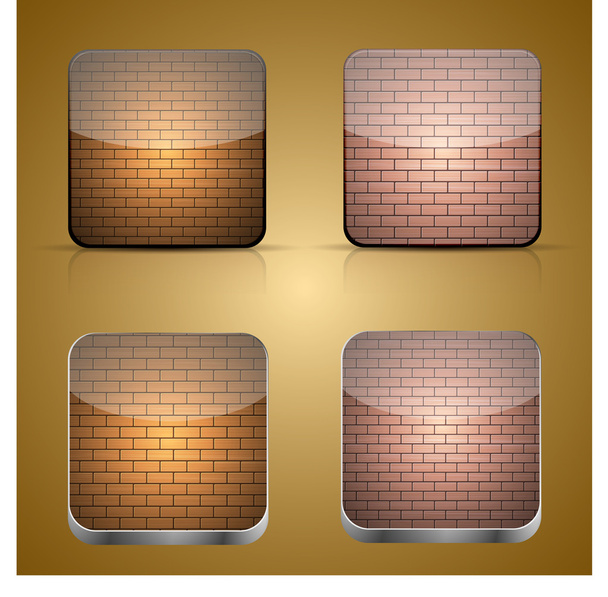 Vector app brick icon set on brown background. Eps10 - Vector, imagen