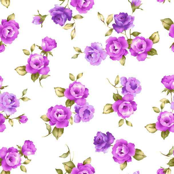 Rose illustration pattern - Фото, изображение