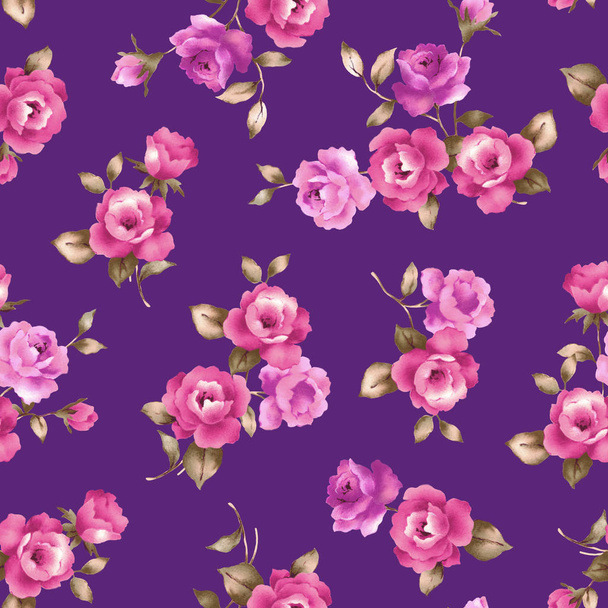 Rose illustration pattern - Zdjęcie, obraz