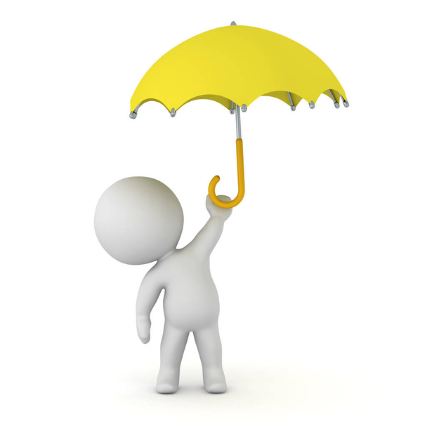 3D Character with Small Umbrella - Фото, изображение