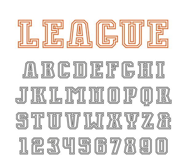 Double contour serif-lettertype in sport stijl - Vector, afbeelding