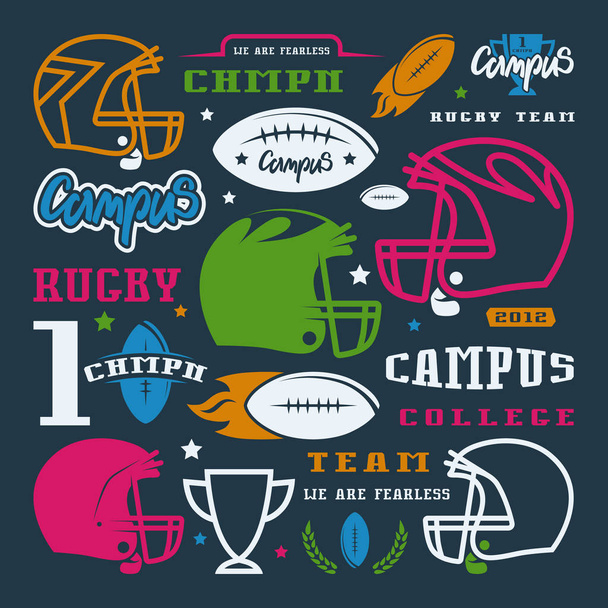 Symbole der Campus-Rugby-Mannschaft - Vektor, Bild