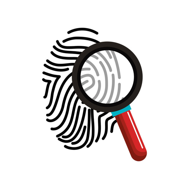 finger print with magnifying glass - Vector, Image
