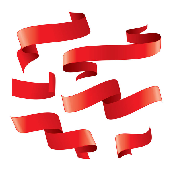 Set of red vector ribbons - Vector, Image
