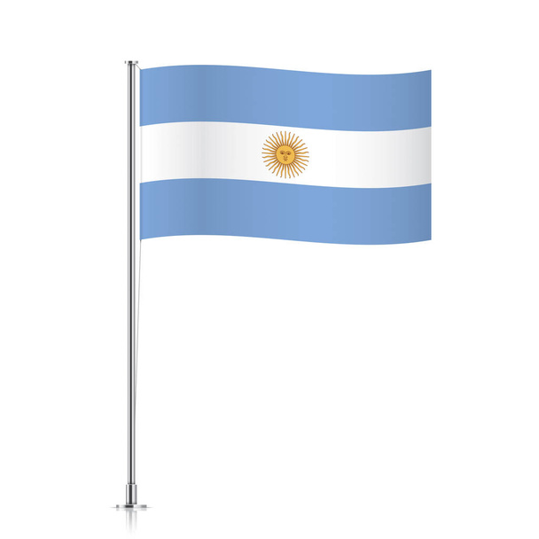 Argentina vlajka mává na kovové tyči. - Vektor, obrázek