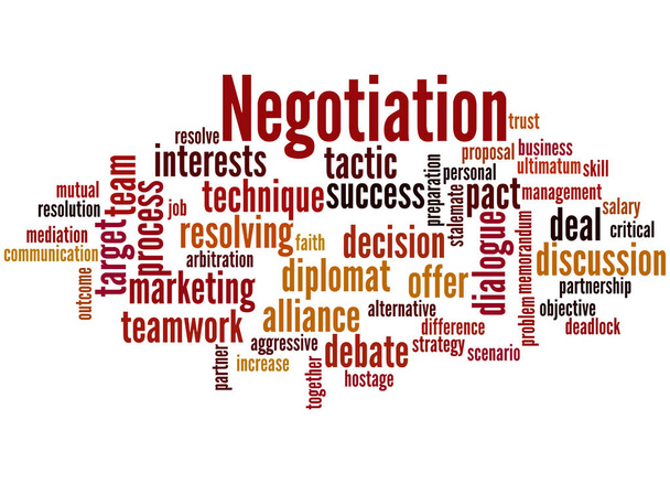 Negotiation, word cloud concept 3 - Photo, Image