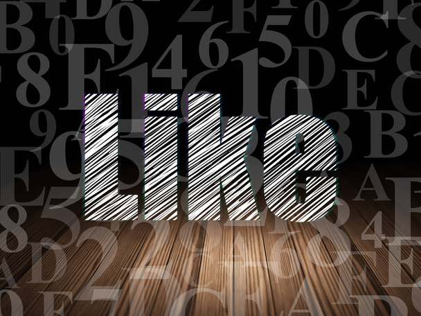 Social network concept: Like in grunge dark room - Фото, изображение