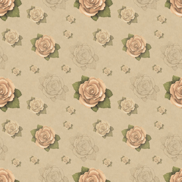 Vintage seamless pattern with rose illustration - Foto, afbeelding