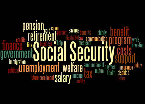 Social Security, word cloud concept 4 - Photo, Image