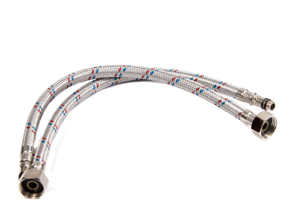 Wąż Elastyczny oplot metal na białym tle - Zdjęcie, obraz