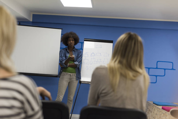 Black woman Speaker Seminar Corporate Business Meeting Concept - Фото, зображення
