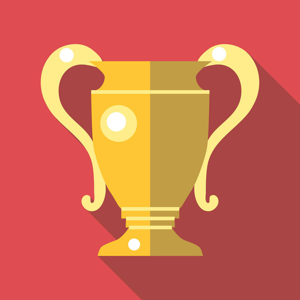 Gold trophy cup icon, flat style - ベクター画像