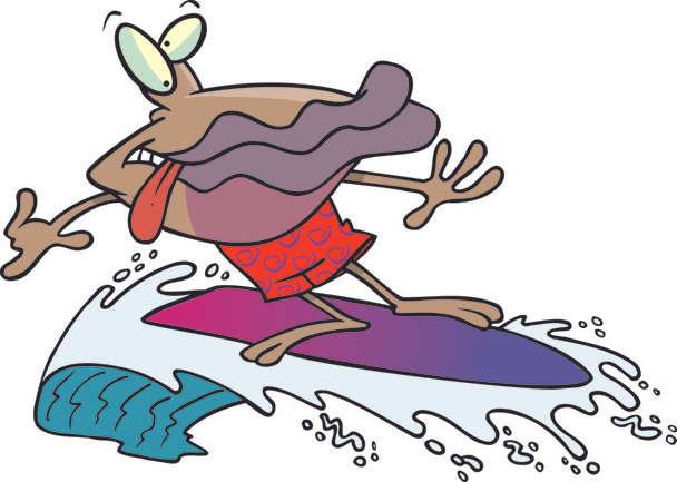 Cartoon Clam Surfer - Vector, Image