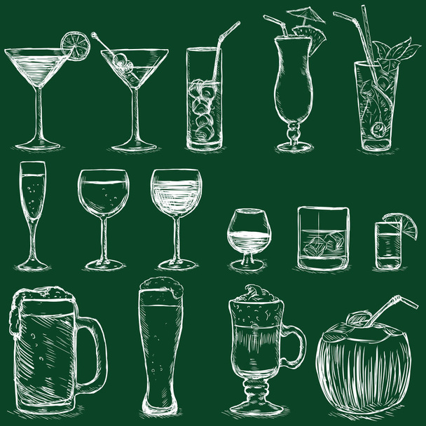 Cocktails and Alcohol Drinks - Vector, Image
