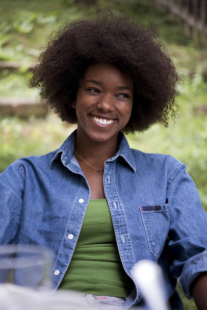 Portrait of Beautiful happy African-American girl - Photo, Image