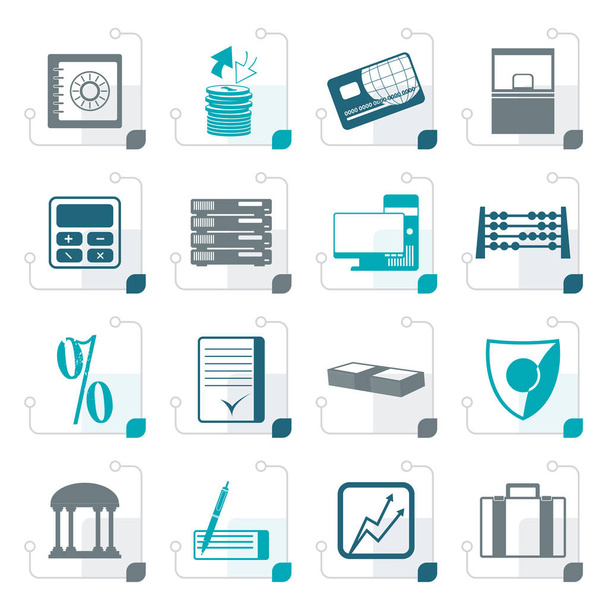 Stylized bank, business, finance and office icons - Wektor, obraz