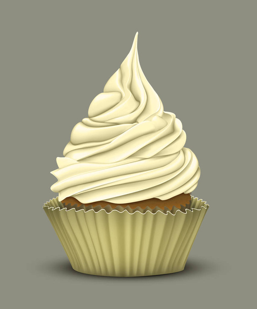 Delicious cupcake which stacked cream - Вектор,изображение