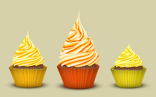 The set of three prize-winning cupcakes - Vector, imagen
