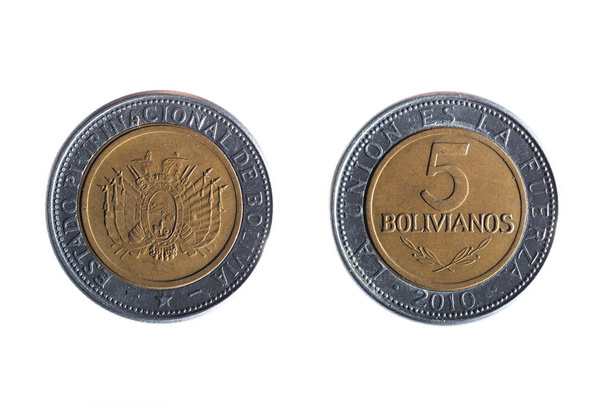 moneda boliviana de cinco pesos
 - Foto, imagen