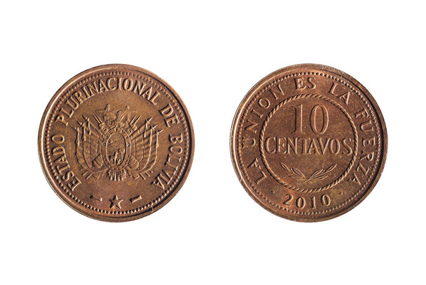 front and back of a bolivian dime - Photo, Image