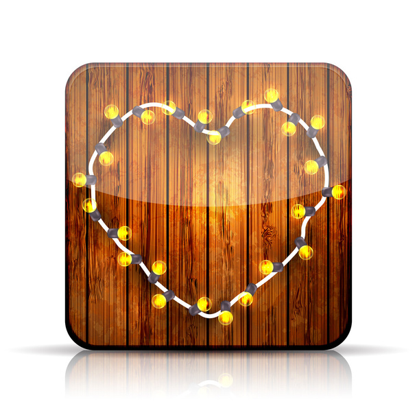 Ícone de aplicativo vetorial. Uma grinalda de coração em fundo de madeira. Eps10
 - Vetor, Imagem
