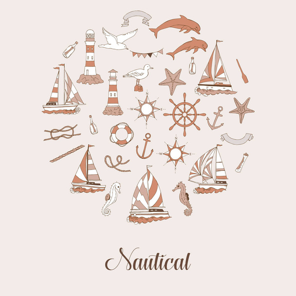 Nautical background with ships - Vector, Image