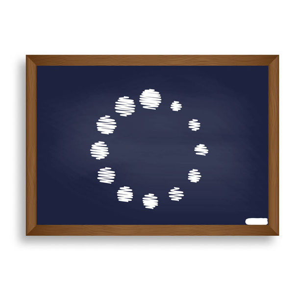 Circular loading sign. White chalk icon on blue school board wit - Vector, Image