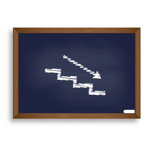 Treppe runter mit Pfeil. weißes Kreidesymbol auf blauer Schultafel - Vektor, Bild