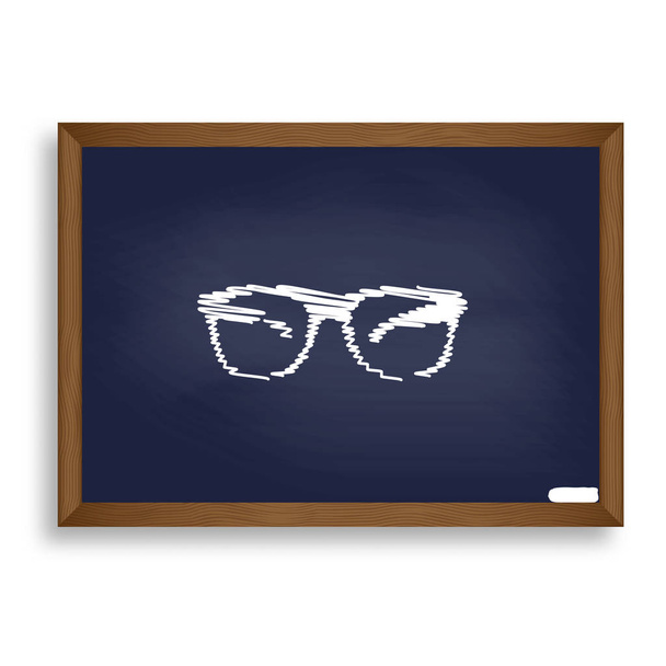 Сонцезахисні окуляри показують ілюстрацію. Біла ікона крейди на синьому шкільному бої
 - Вектор, зображення