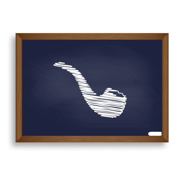 Smoke pipe sign. White chalk icon on blue school board with shad - Vector, Image
