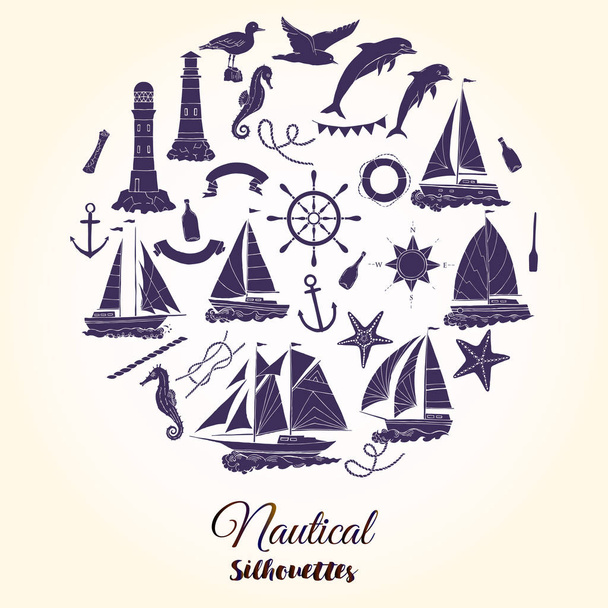 Nautical background with ships - Vecteur, image