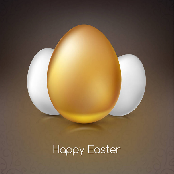 Golden and white Easter eggs, vector illustration. - Вектор, зображення