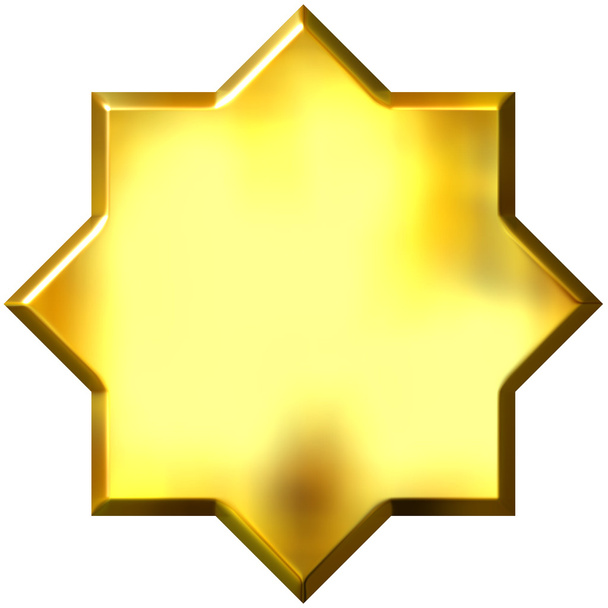 3D-Gouden 8 punt ster - Foto, afbeelding