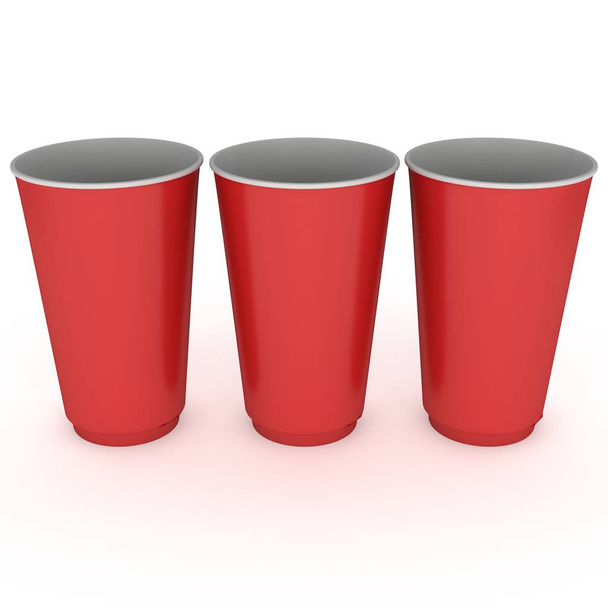 Disposable drink cups. Red paper mug - Fotó, kép