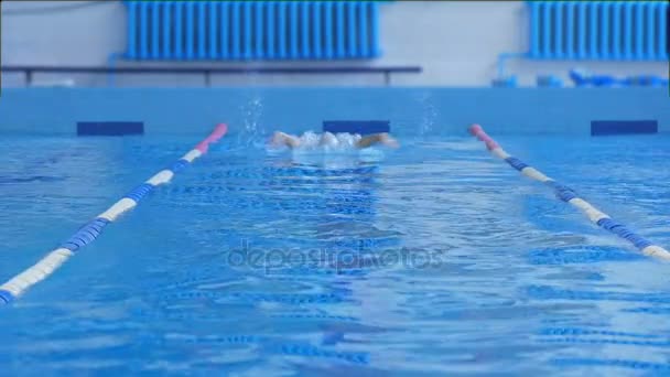 vrouw zwemt in het zwembad - Video