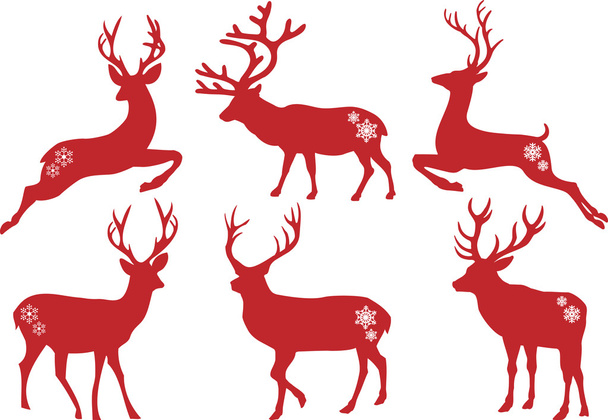 Christmas deer stags, vector set - Vector, Image