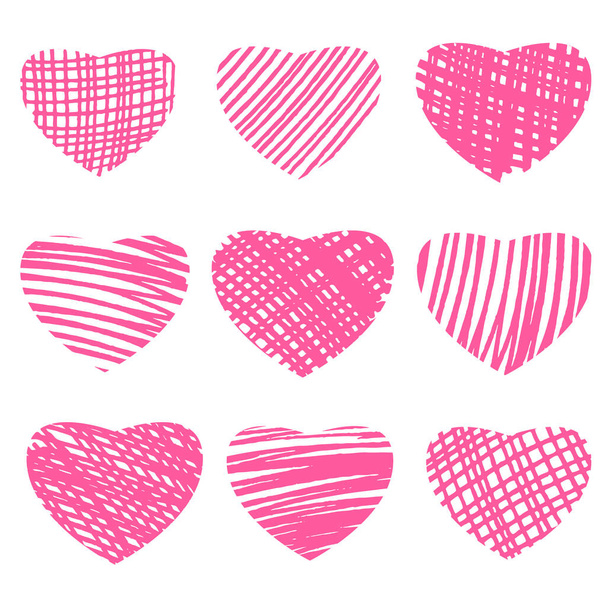 Conjunto de corações coloridos desenhados à mão marcador. Ilustração vetorial
 - Vetor, Imagem