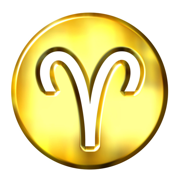 Signo de zodíaco de Aries dorado 3D
 - Foto, Imagen