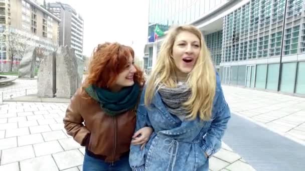 women friends strolling outdoor  - Footage, Video