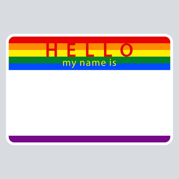 Névtábla a nevem az LMBT Szivárvány zászló - Vektor, kép