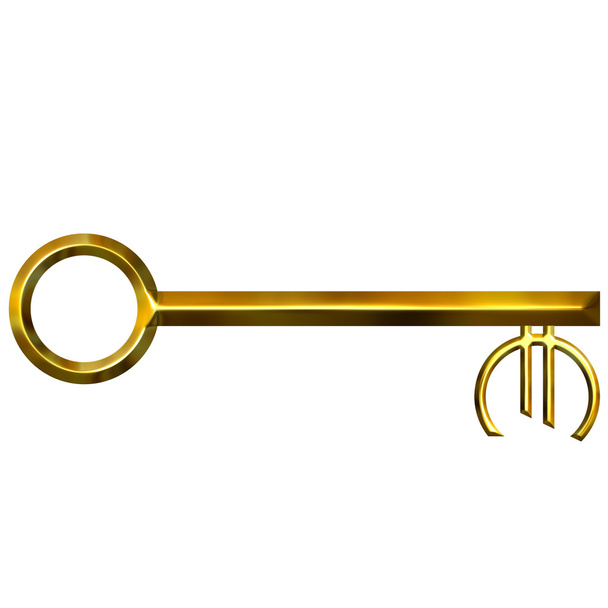 3D Zlatý klíč měny euro - Fotografie, Obrázek