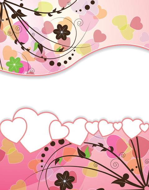 rosa Valentinstag mit blumigem Hintergrund - Vektor, Bild