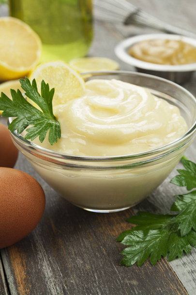 Mayonnaise with olive oil and lemon  - Photo, Image