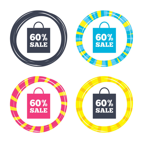 60 percent sale bag tag sign icon. - Vector, Image