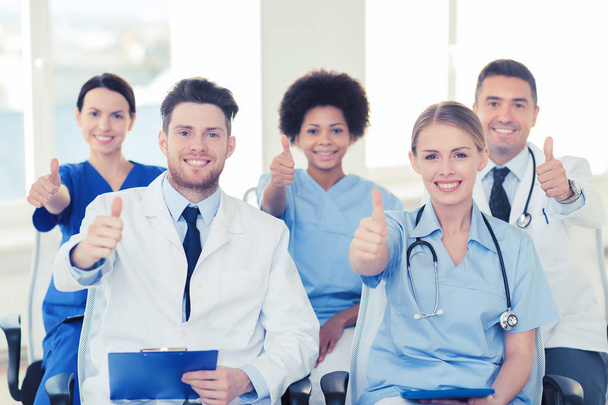 group of happy doctors on seminar at hospital - Photo, image