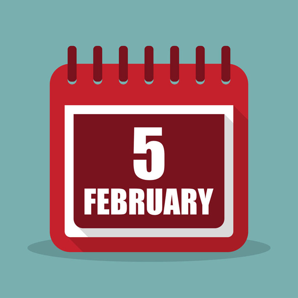 Kalender met 5 februari in een platte ontwerp. Vectorillustratie - Vector, afbeelding