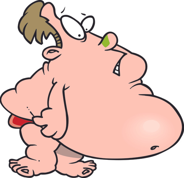 Cartoon Fat Man in Swimsuit - Vector, Image