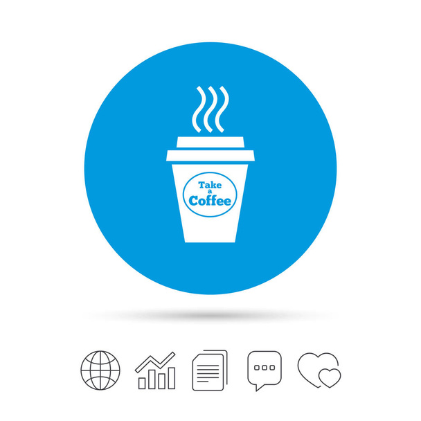 Take a Coffee sign icon. Hot Coffee cup. - Vektori, kuva
